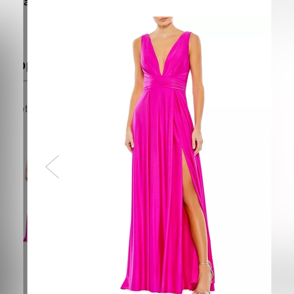 Mac Duggal Ieena Satin V-Neck Gown Size 08 - Picture 1 of 11